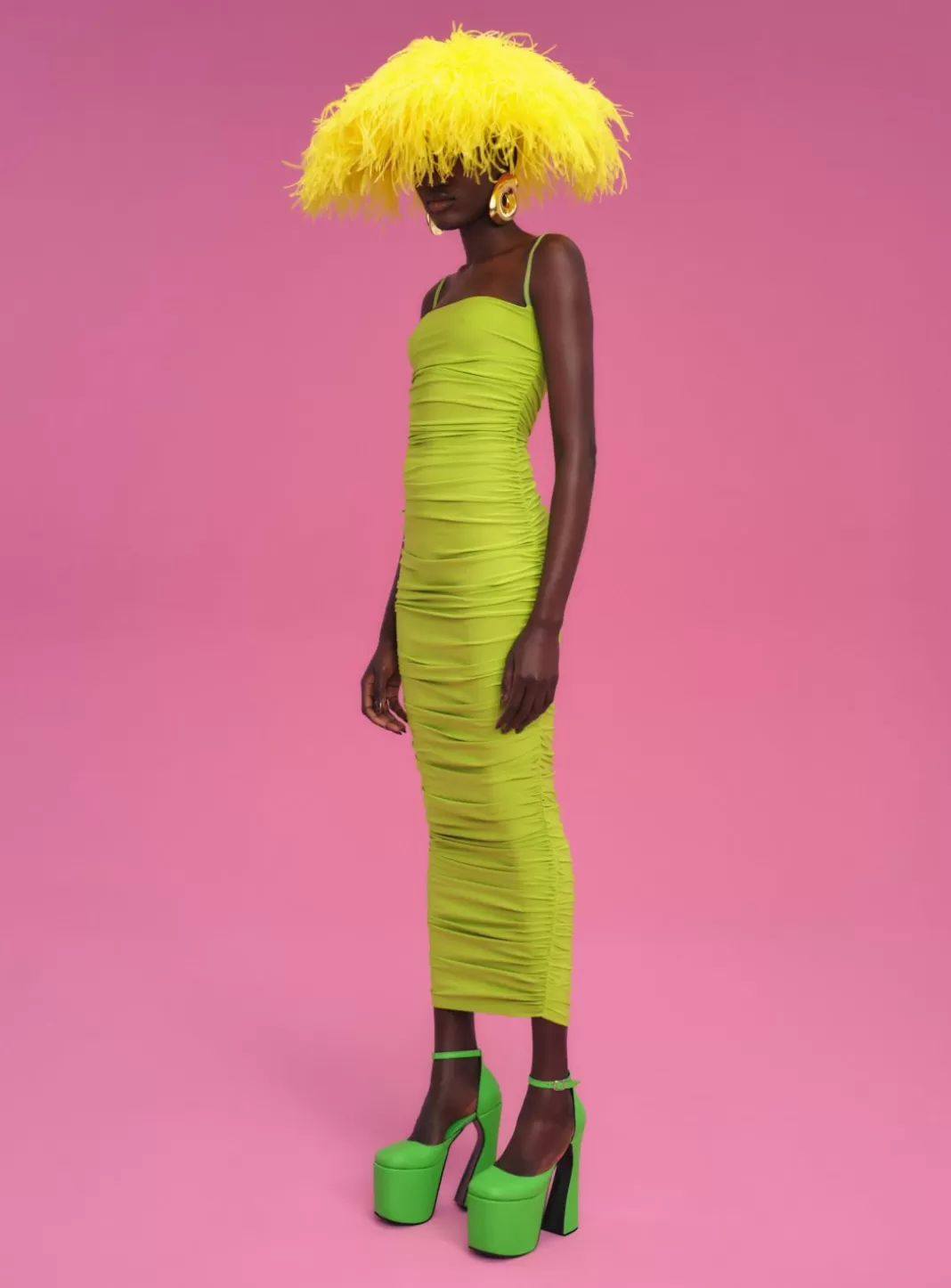 Solace London Dresses^Adler Midi Dress In Chartreuse