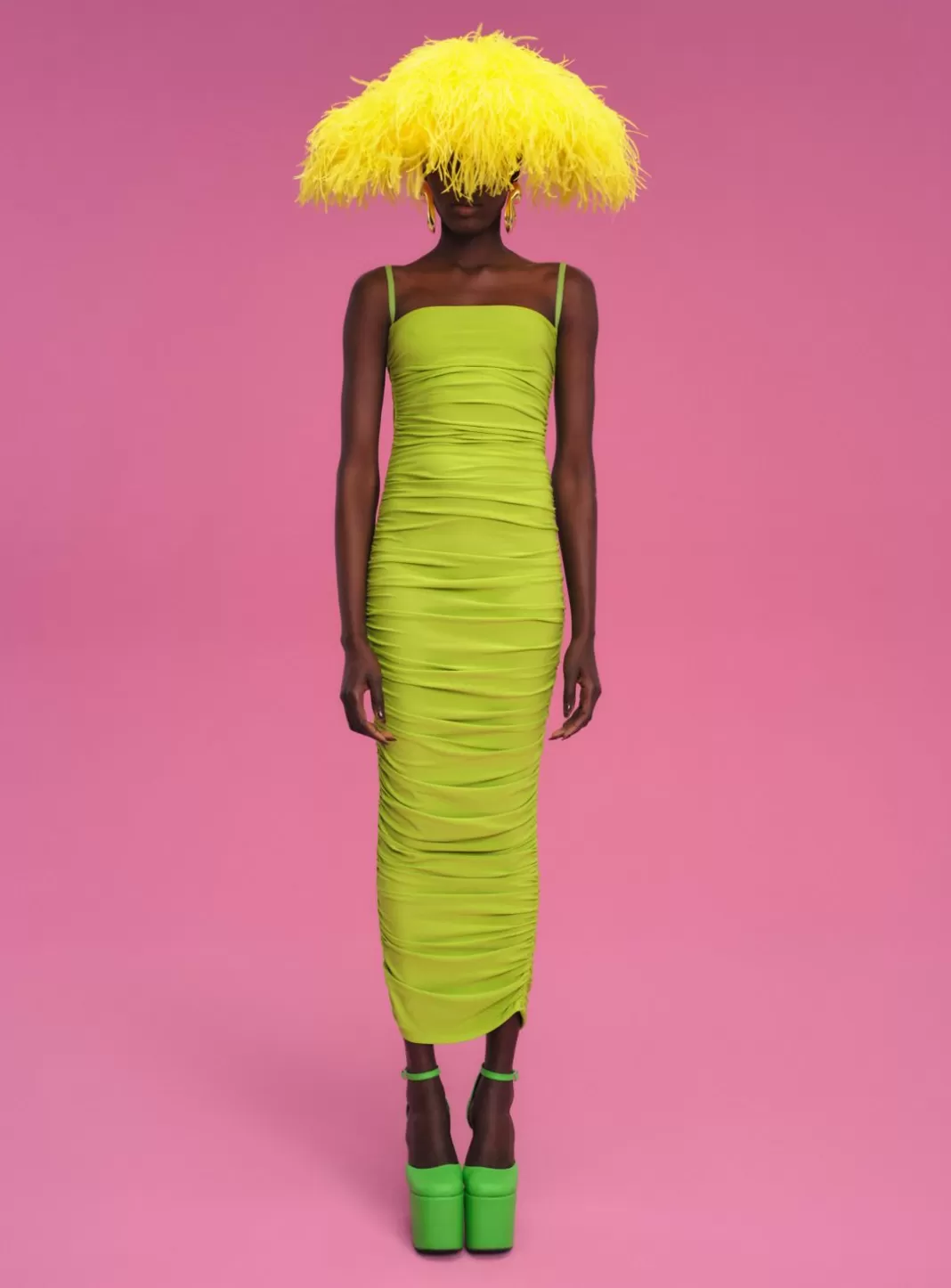 Solace London Dresses^Adler Midi Dress In Chartreuse