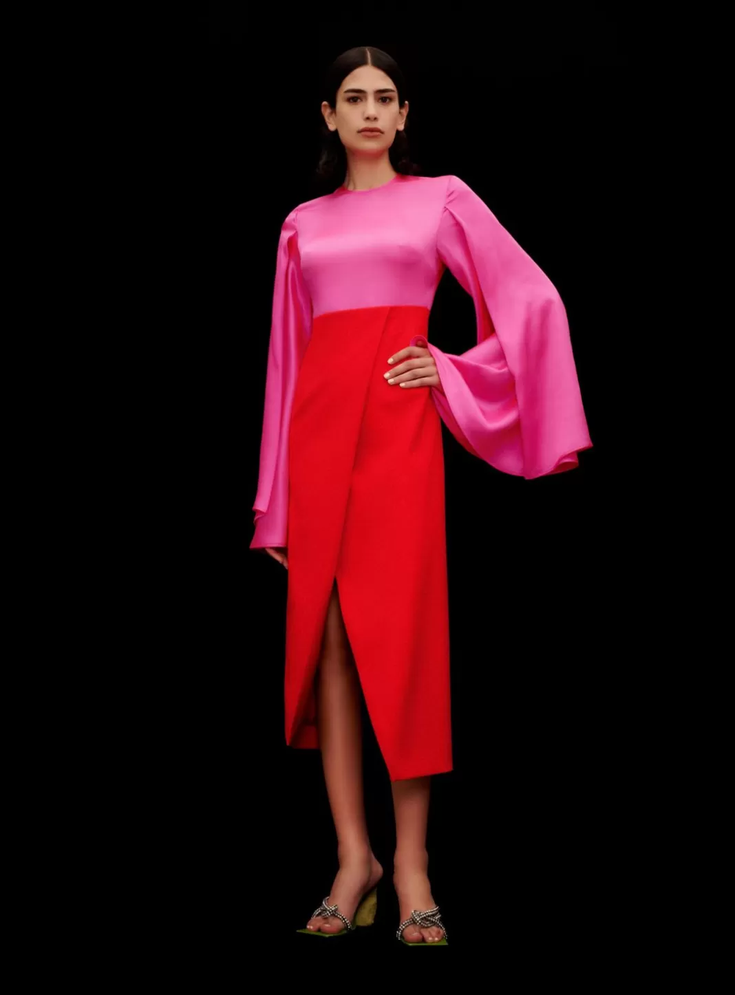 Solace London Dresses^The Asta Midi Dress In Hot Pink & Red