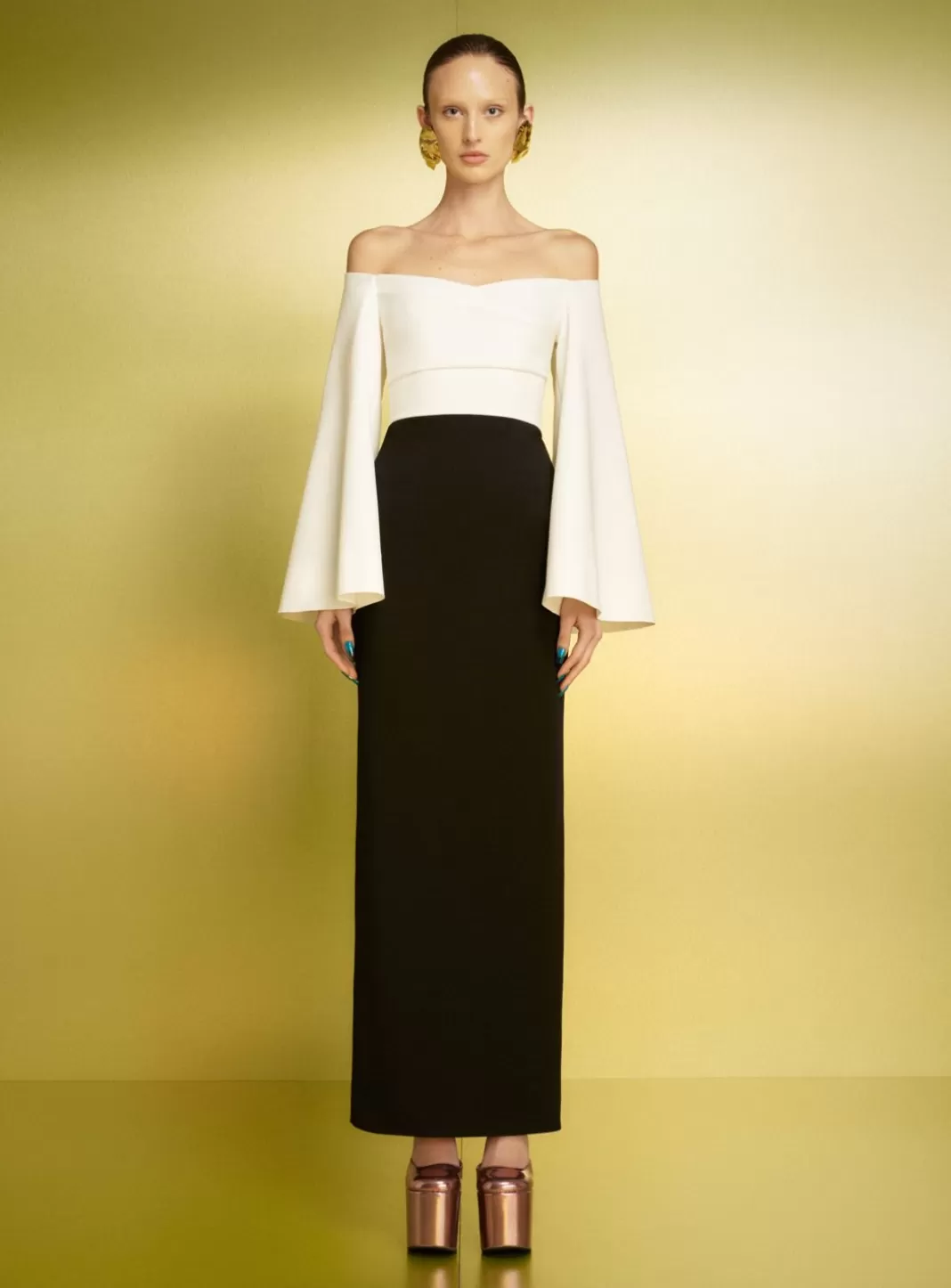 Solace London Dresses^The Eliana Maxi Dress In Cream And Black