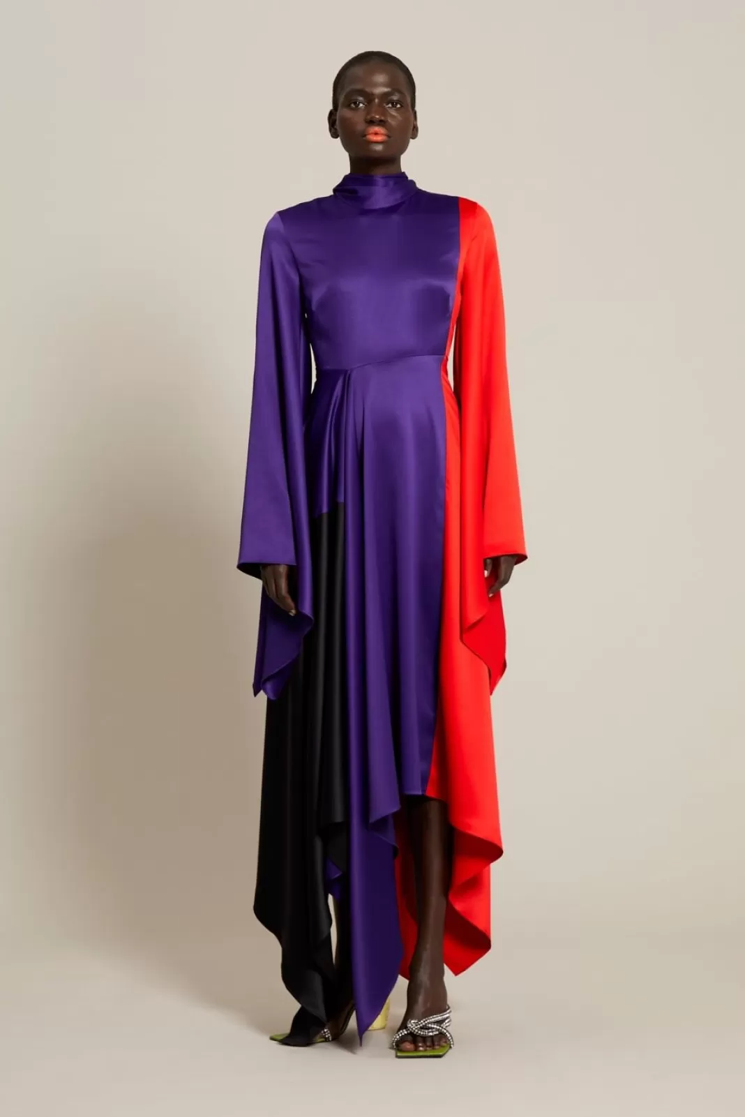 Solace London Dresses^The Ella Dress In Colour Block Purple