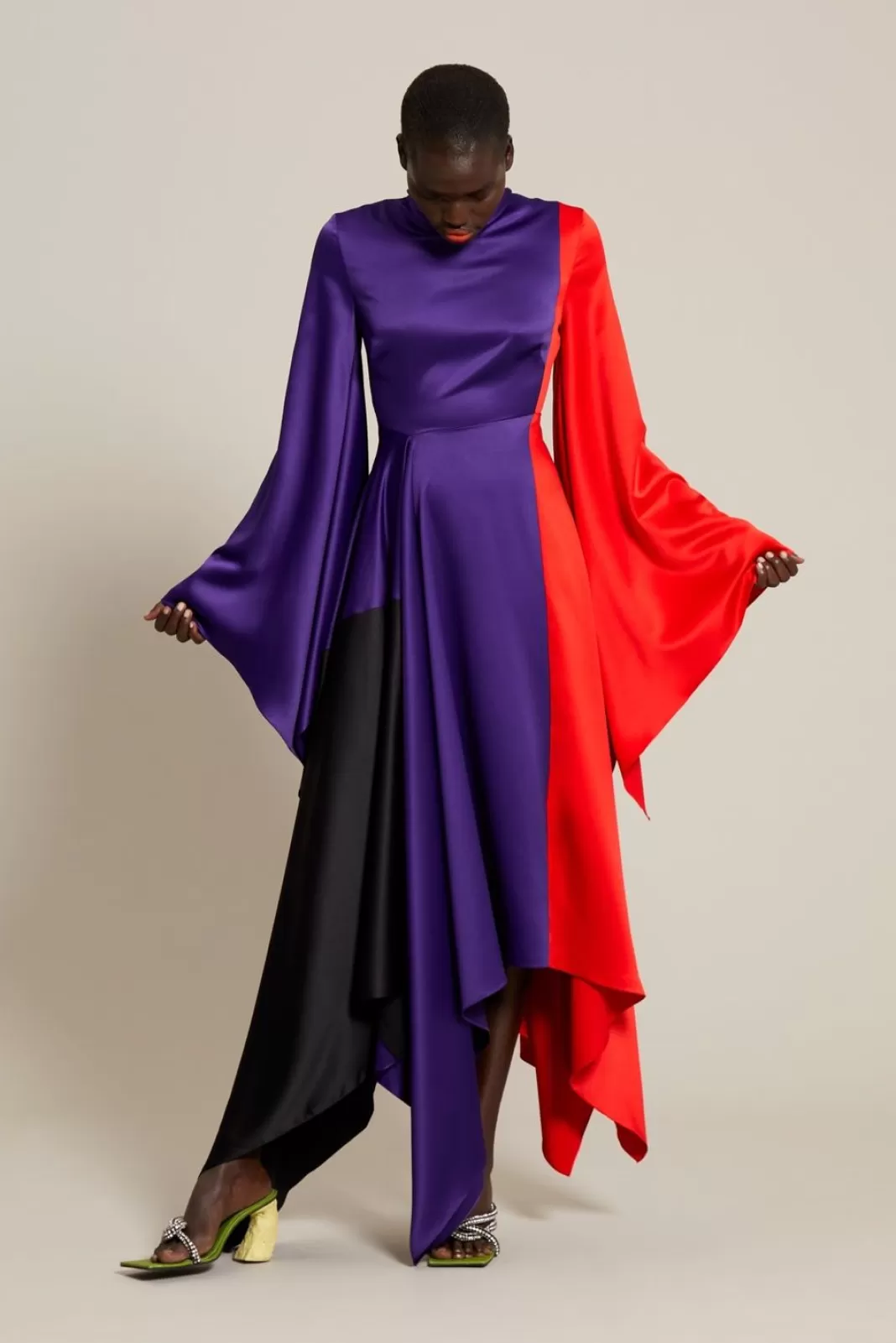 Solace London Dresses^The Ella Dress In Colour Block Purple