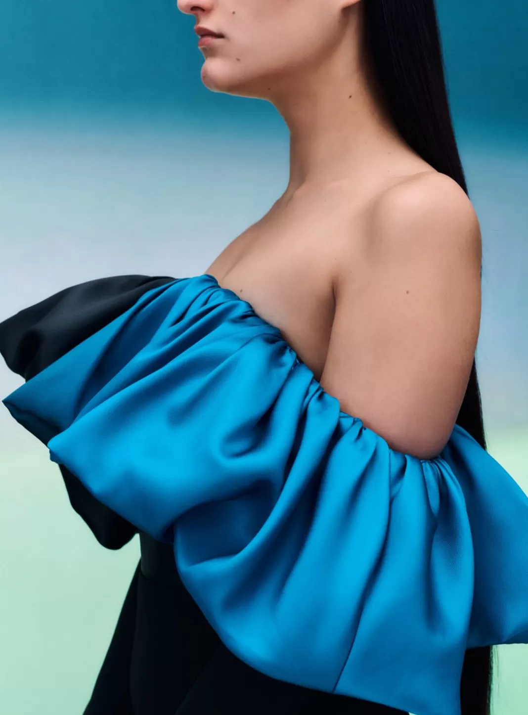 Solace London Dresses^The Elson Maxi Dress In Cerulean Blue & Black Ombre