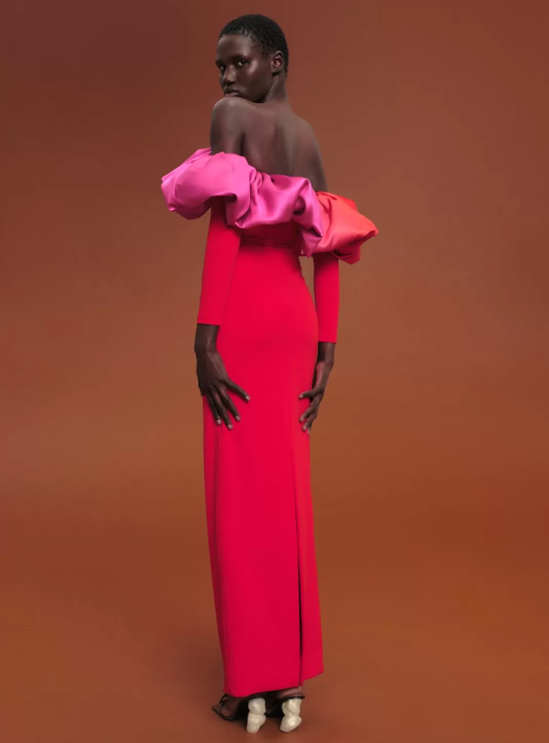 Solace London Dresses^The Elson Maxi Dress In Royal Red & Pink Ombre