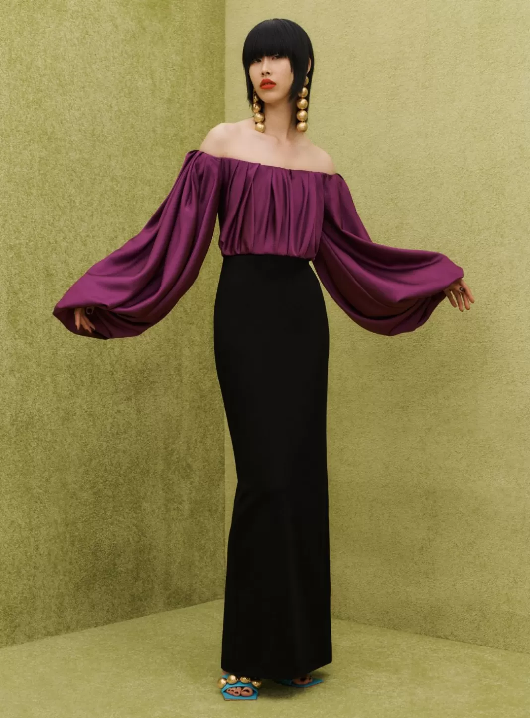 Solace London Dresses^The Finn Maxi Dress In Dark Purple & Black