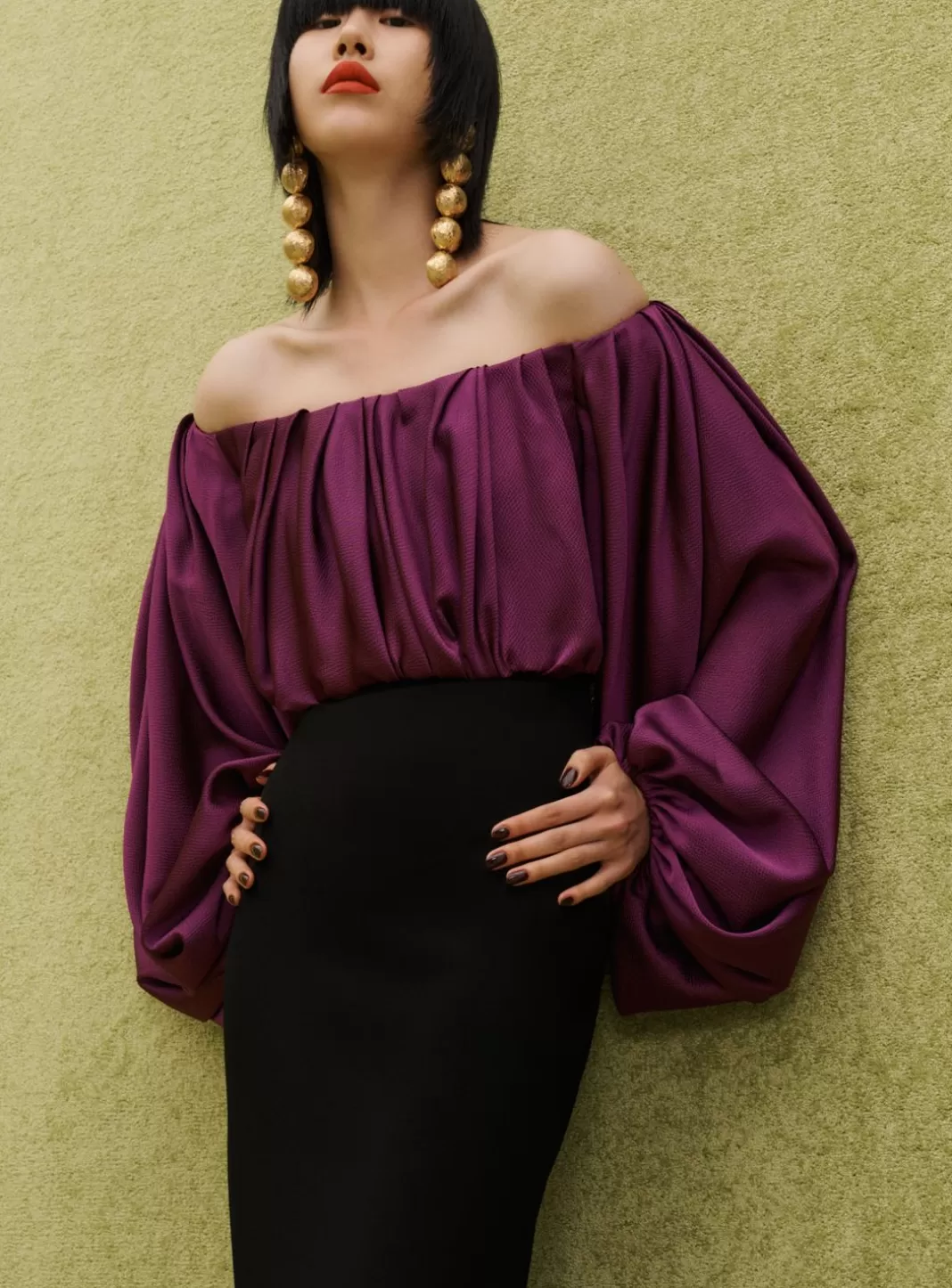 Solace London Dresses^The Finn Maxi Dress In Dark Purple & Black