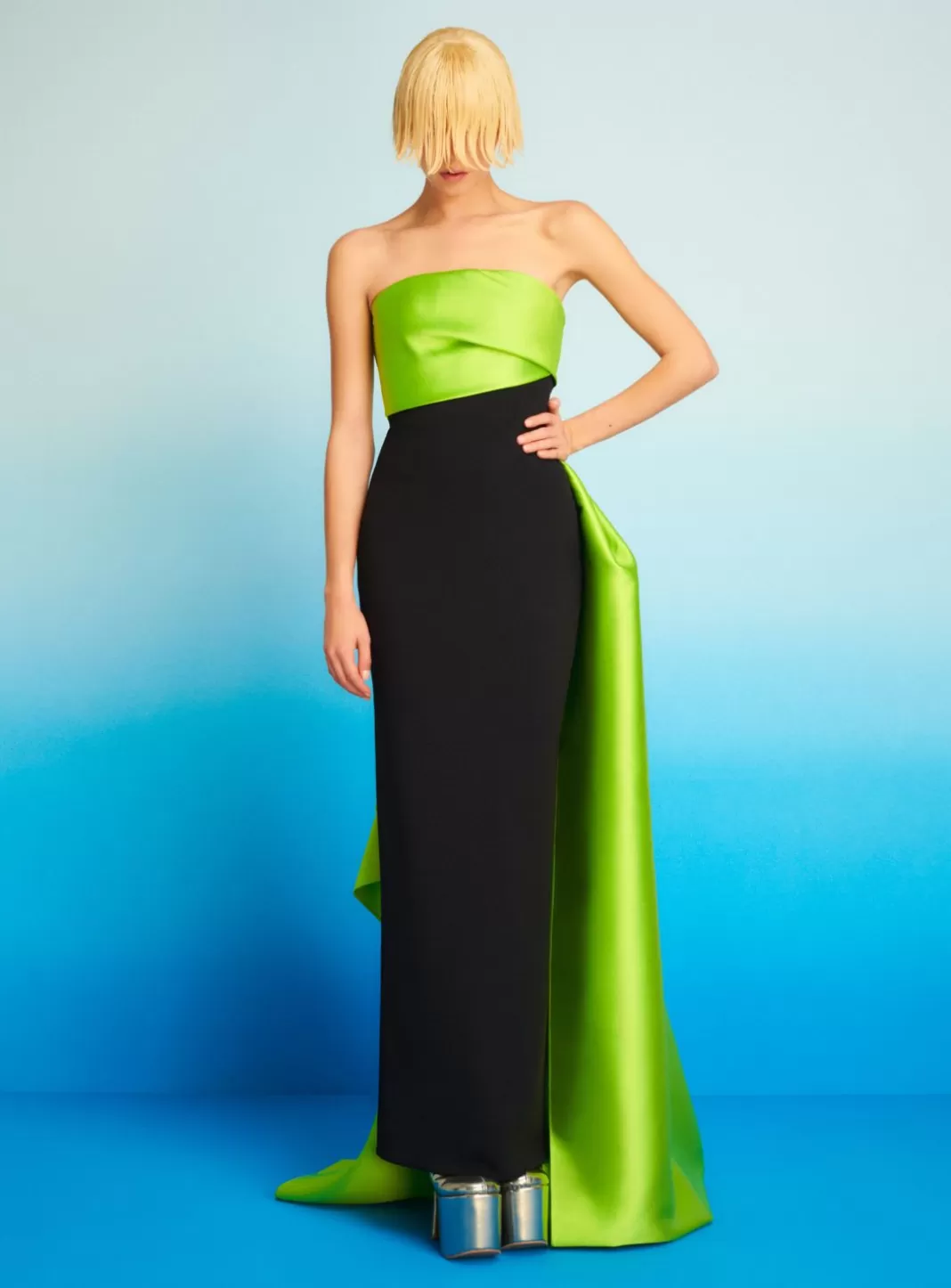 Solace London Dresses^The Kinsley Maxi Dress In Chartreuse & Black