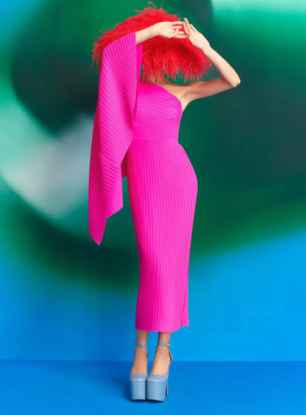 Solace London Dresses^The Lenna Midi Dress In Fuchsia