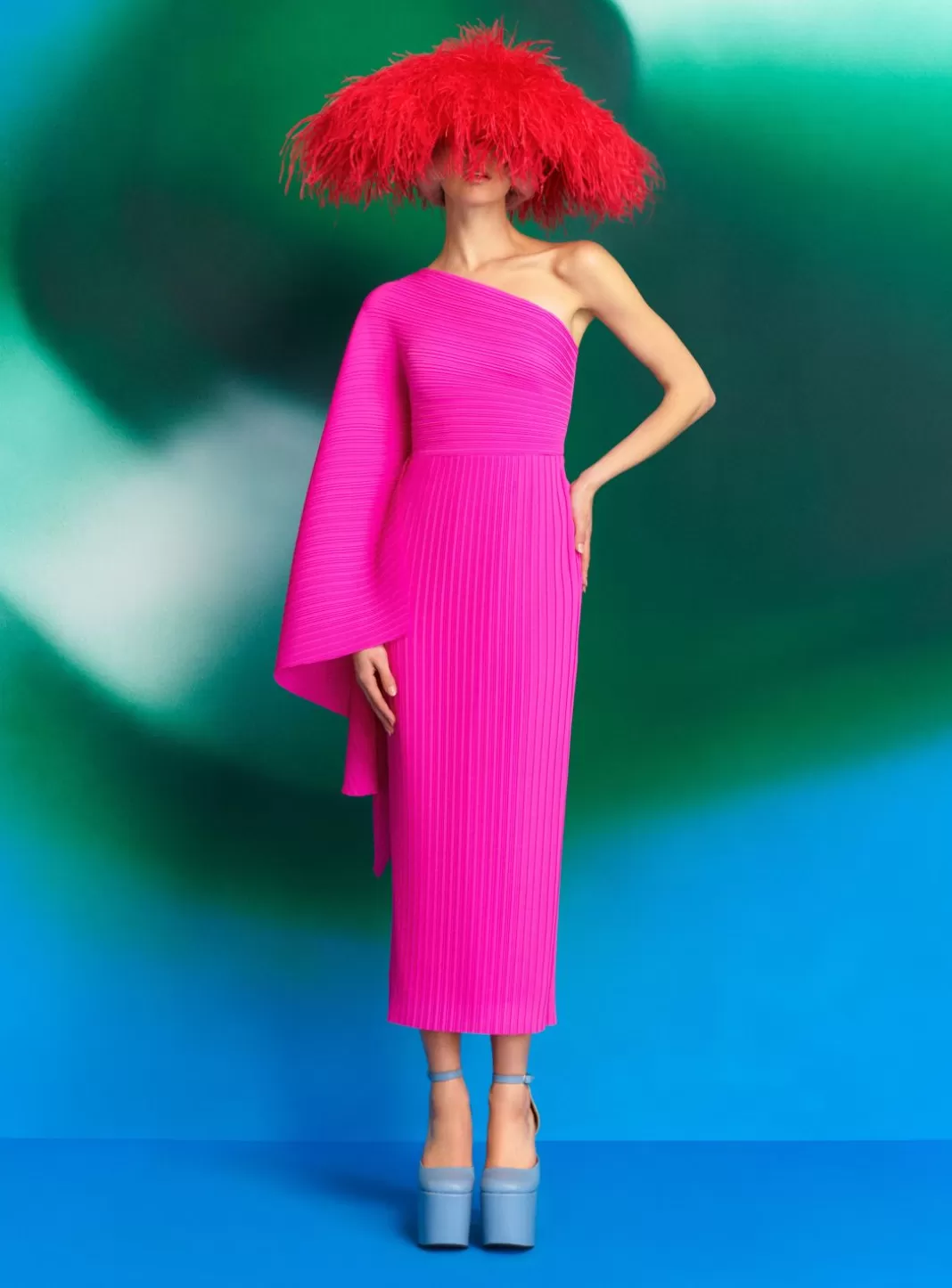 Solace London Dresses^The Lenna Midi Dress In Fuchsia