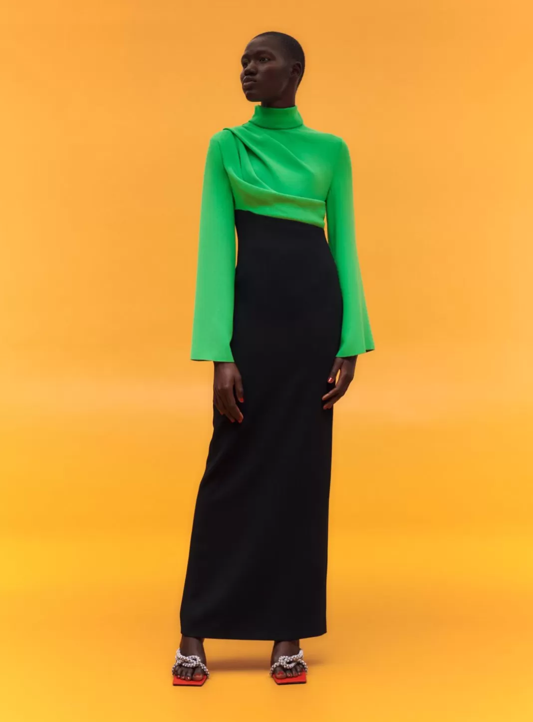 Solace London Dresses^The Lia Maxi Dress In Bright Green & Black