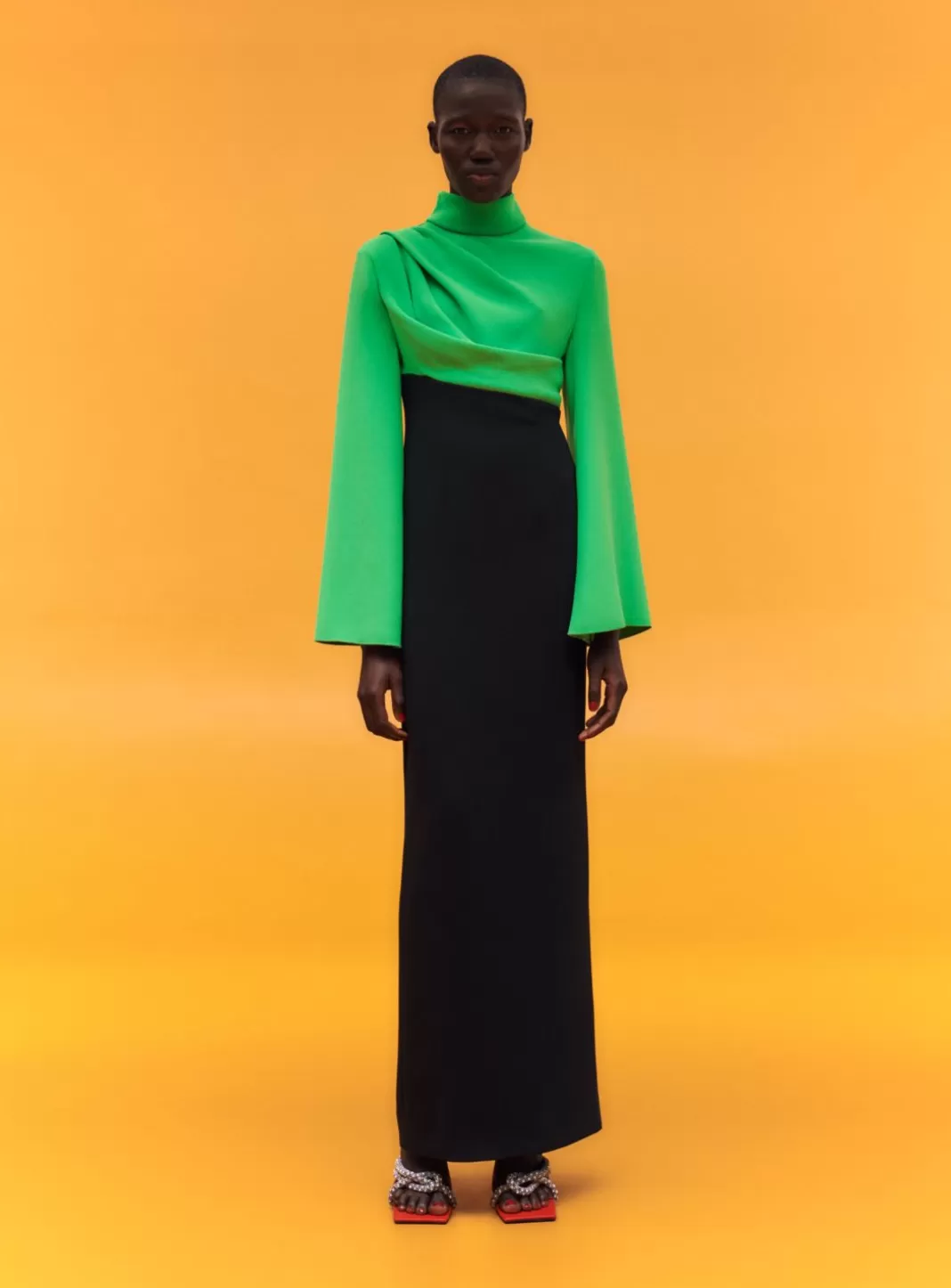 Solace London Dresses^The Lia Maxi Dress In Bright Green & Black