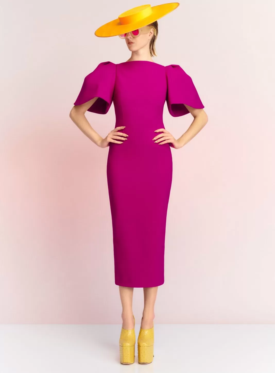 Solace London Dresses^The Lora Midi Dress In Fuchsia