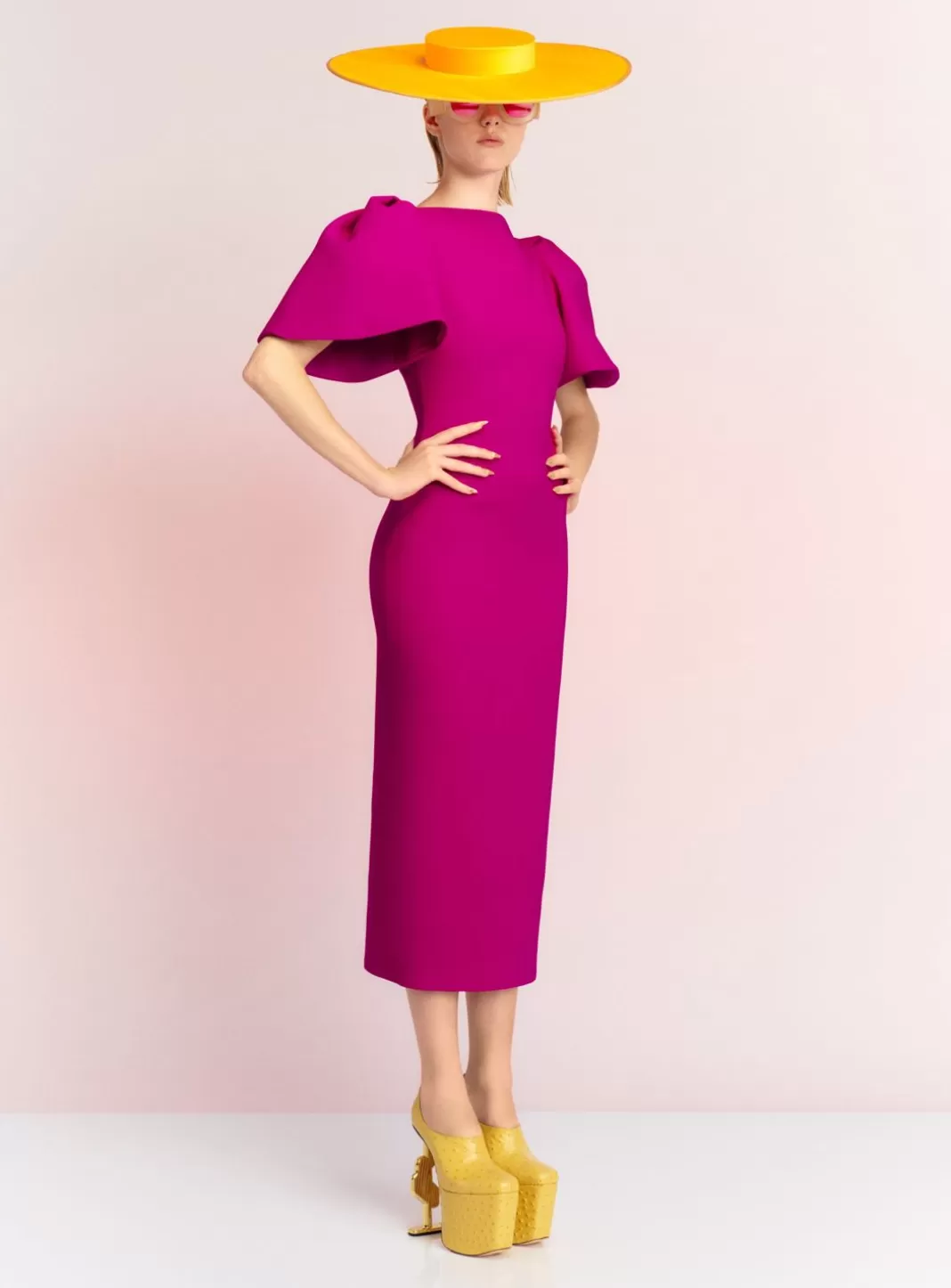 Solace London Dresses^The Lora Midi Dress In Fuchsia