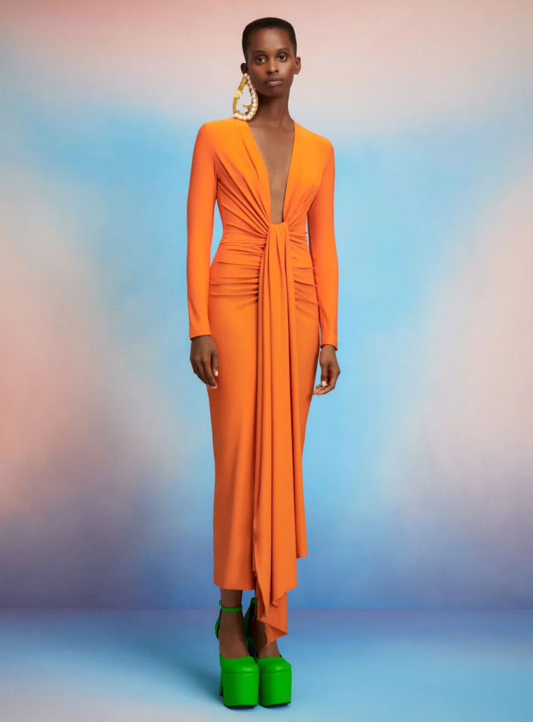 Solace London Dresses^The Lorena Midi Dress In Apricot