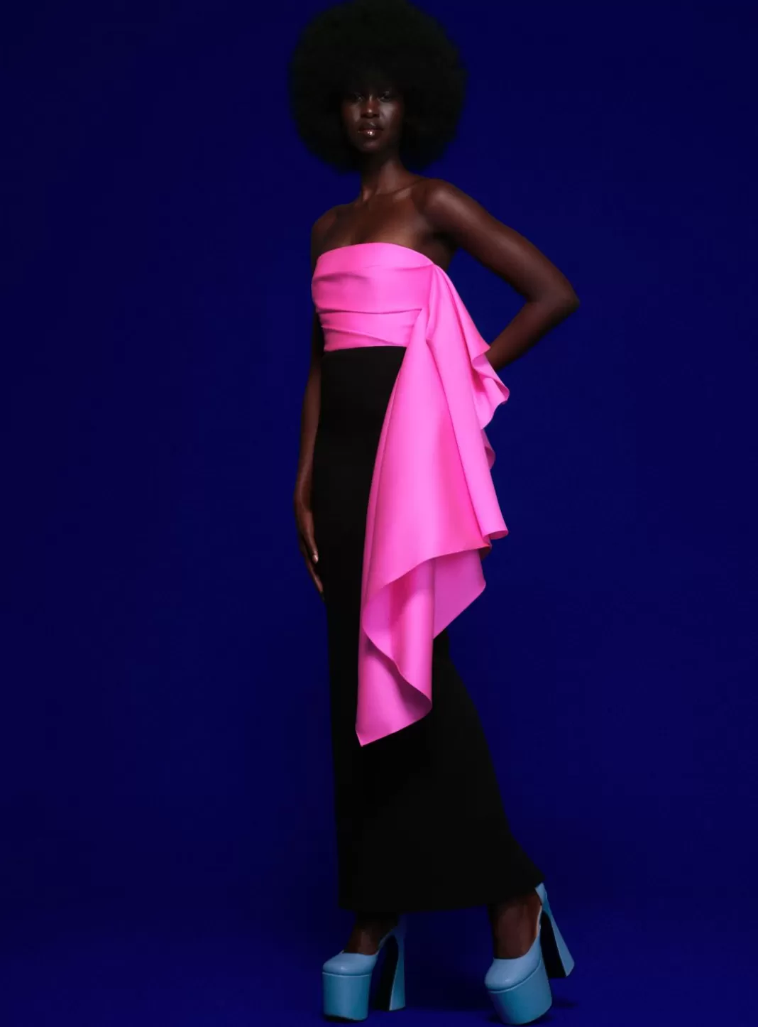 Solace London Dresses^The Milena Maxi Dress In Hot Pink & Black