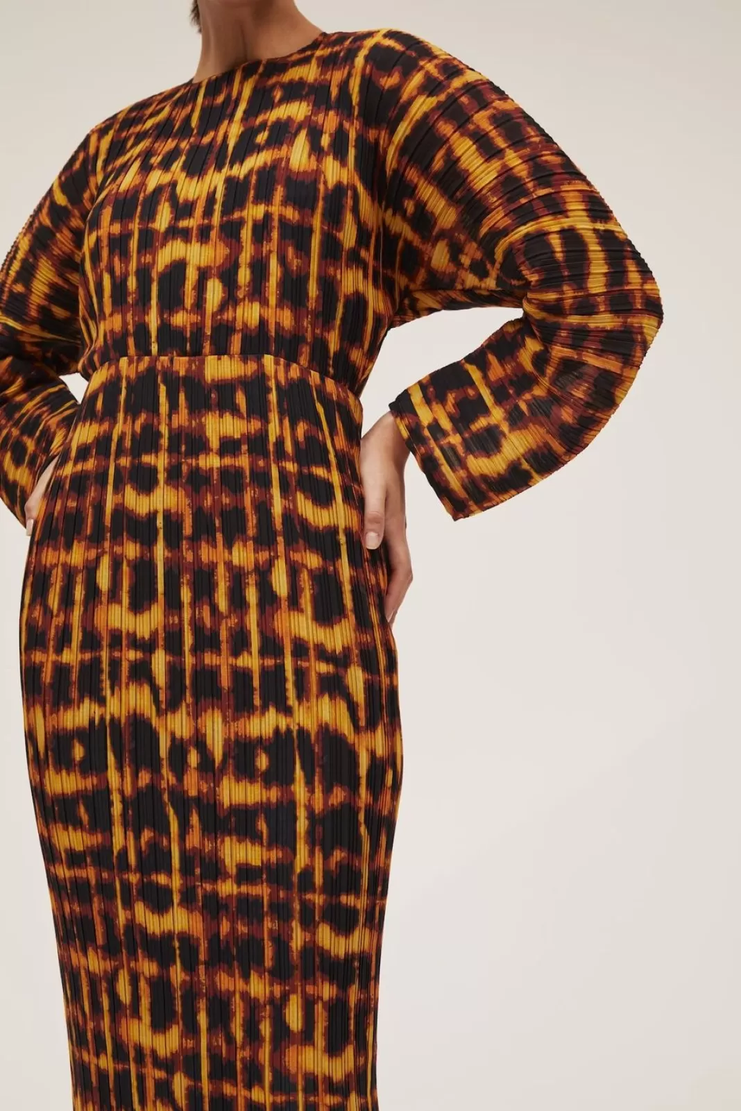 Solace London Modest^The Mirabelle Dress In Brown Painted Check