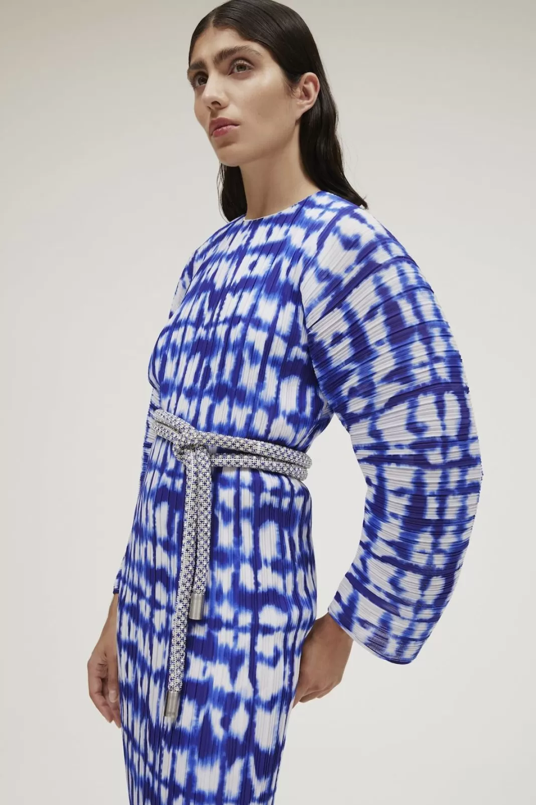 Solace London Modest^The Mirabelle Dress In Cobalt Blue Painted Check