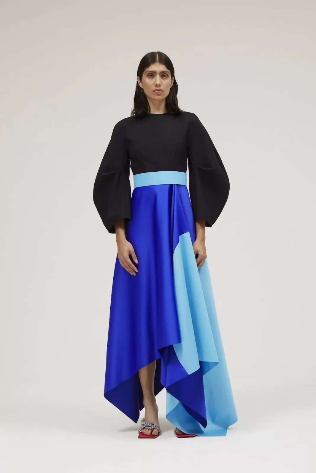 Solace London Dresses^The Quinn Dress In Black & Cobalt Blue