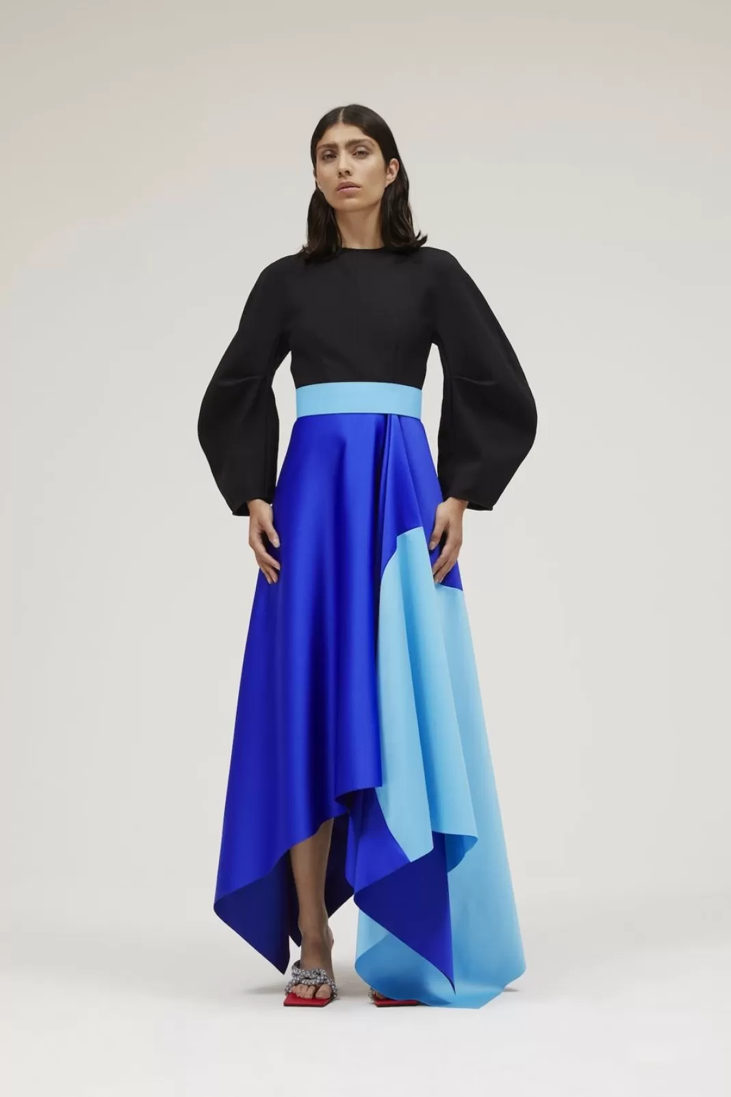 Solace London Dresses^The Quinn Dress In Black & Cobalt Blue