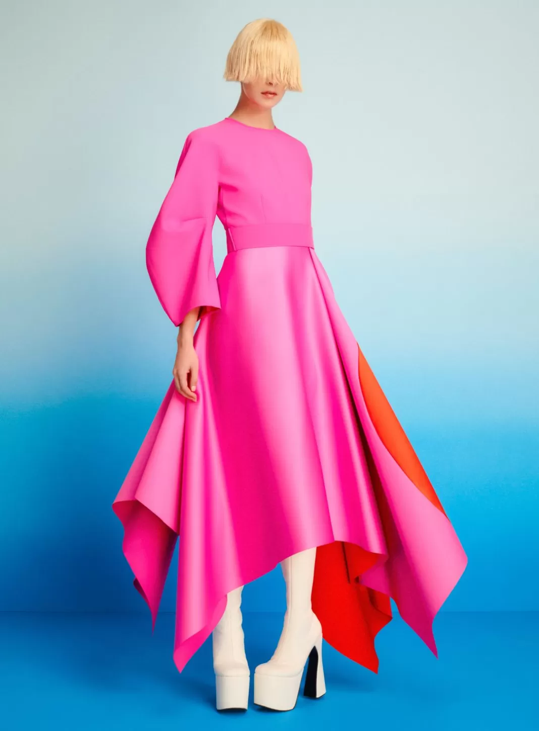 Solace London Dresses^The Quinn Midi Dress In Fuchsia & Orange