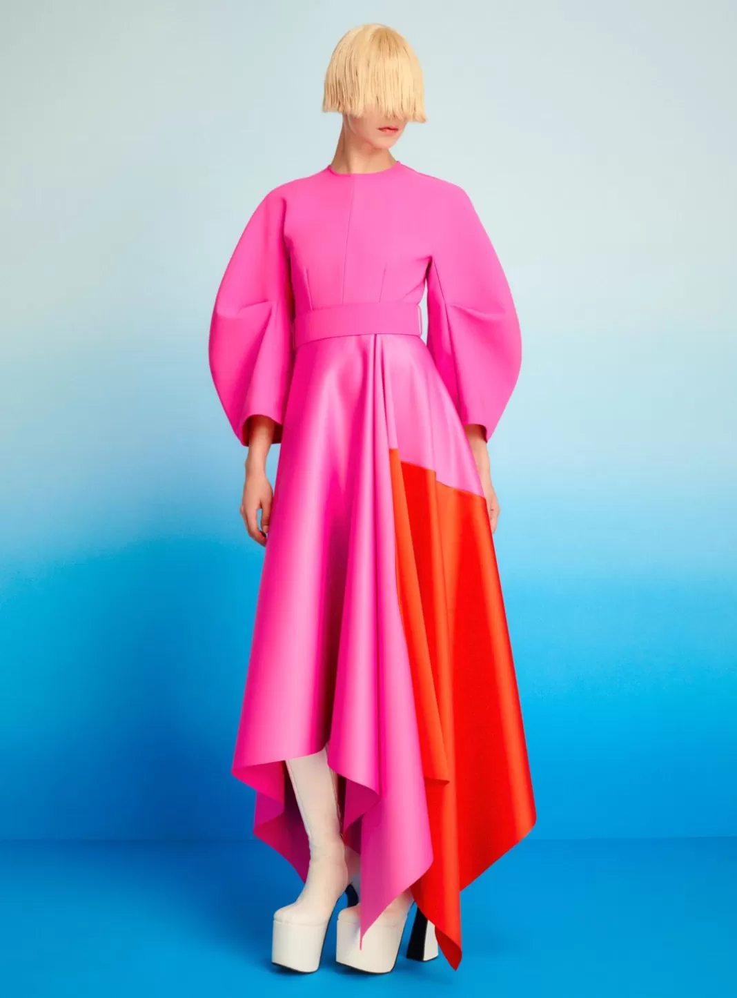 Solace London Dresses^The Quinn Midi Dress In Fuchsia & Orange