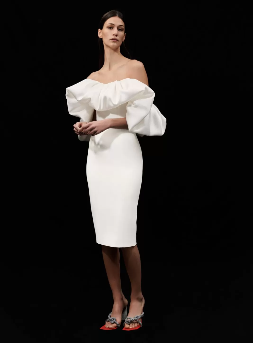 Solace London Bridal^The Raina Midi Dress In Cream