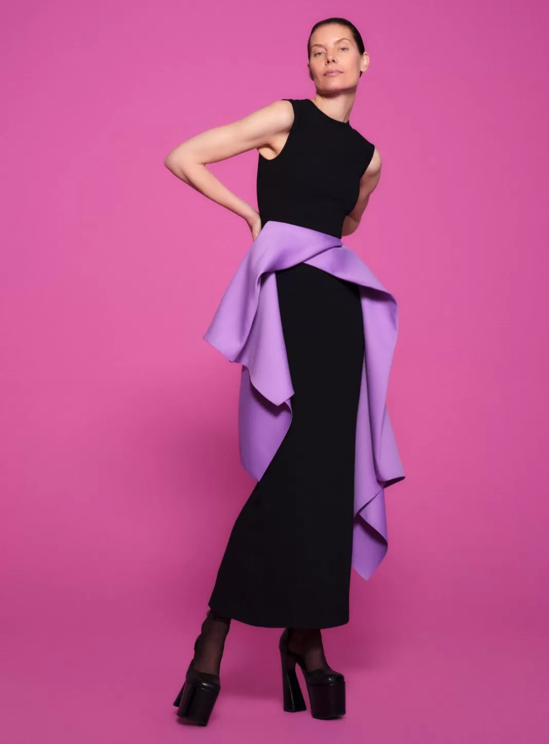 Solace London Dresses^The Renn Maxi Dress In Black & Lilac