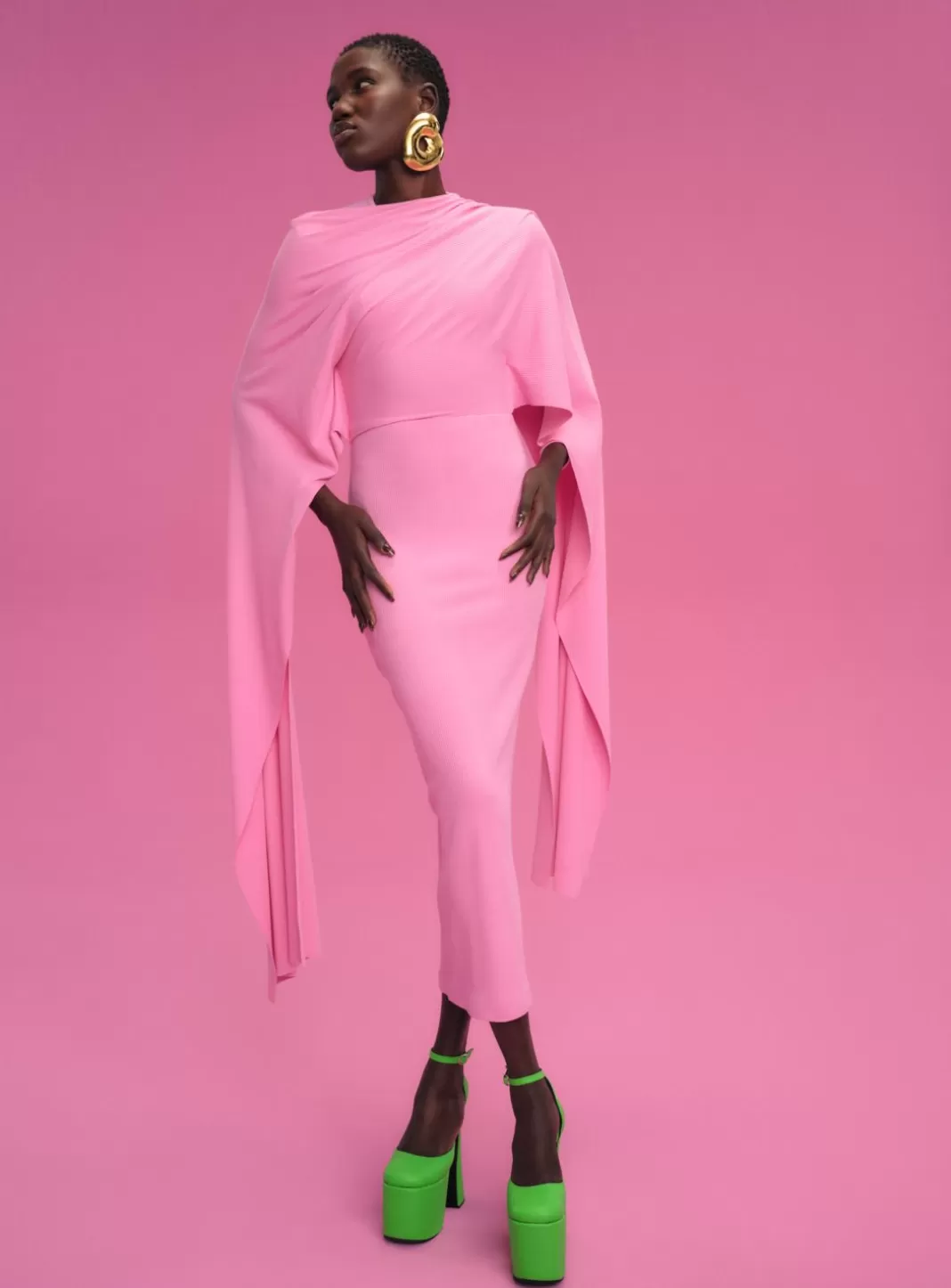 Solace London Modest^The Tilda Midi Dress In Bubblegum